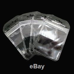 Black Clear Plastic for Zip Reclosable Poly Lock Jewelry Bag Pouches Hang Hole