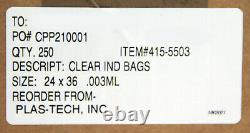 Box of 250 Clear Poly plastic bags 24x36 3 mil