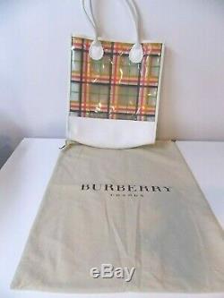 Burberry Plastic & Leather Clear Vintage Check Shopping Tote With Dust bag VGC