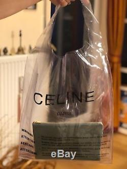 CELINE Lime Leather Clutch with Clear Plastic Bag SS18 Runway LIMITED EDITION
