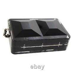 CHANEL CC Logos Clutch Party Bag 9606609 Black Clear Plastic Leather 04349