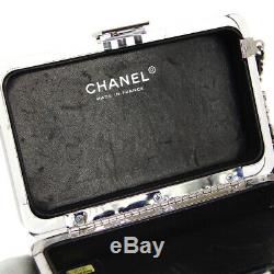 CHANEL CC Logos Clutch Party Bag 9606609 Black Clear Plastic Leather JT08830