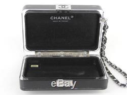 CHANEL CoCo Mark Chain Shoulder Hand Bag Plastic Black Clear Used Clutch
