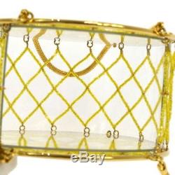 CHANEL CoCo Mark Chain Shoulder Hand Bag Plastic Gold Clear Party Used Rare