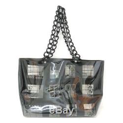 CHANEL Window PlatChain Shoulder Bag Plastics Clear Black Free Shipping Used