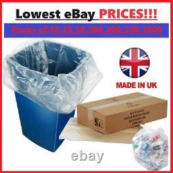 CLEAR Refuse Sacks Strong Polythene Bin Liners Waste Rubbish Bags18x29x39