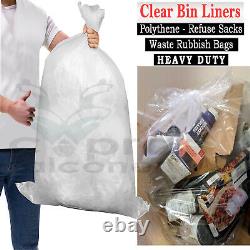 CLEAR Strong Large Plastic Polythene Bin Liners Waste Bags Sacks18x29x39 140G
