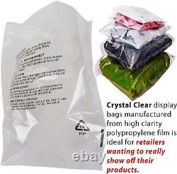 CPP Garment Clear Plastic SELF Seal Clothing Bags Safety Warning RESEALABLE Peel