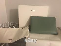 Celine SS 2018 Clear Plastic Shopping Bag With Green/Blue Zip Pouch Wallet