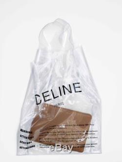 Celine Spring Summer Clear Plastic Shopping Bag With Brown Zip Pouch Wallet