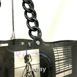 Chanel Chain Tote Bag Window Line Clear Skeleton Vinyl Black Plastic Coco 16968