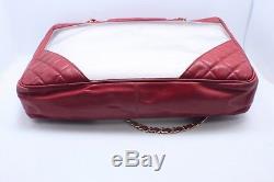 Chanel Clear Red Leather/quilted & Clear Plastic Tote Bag