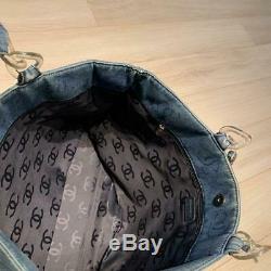 Chanel Denim Bag Coco Mark Clear Plastic Chain Shoulder Rare