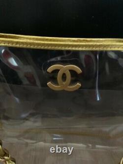 Chanel PVC clear plastic transparent tote handbag bag not a double flap