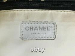 Chanel Tote Bag By Sea Line Black White Clear Plastic Chain Cotton 16314