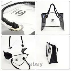 Chanel VIP Beaute Clear/Black plastic beach Bag Tote, New