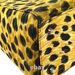 Christian Dior Lady Dior Cheetah 2way Hand Bag Purse Brown Black Canvas AK38428h