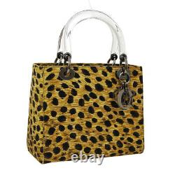 Christian Dior Lady Dior Leopard 2way Hand Bag MA0959 Beige Black NR14016f