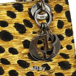 Christian Dior Lady Dior Leopard 2way Hand Bag MA0959 Beige Black NR14016f