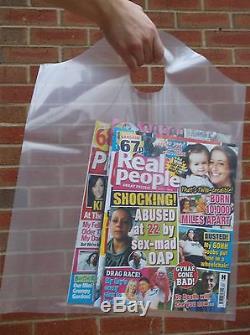 Clear 15 x 20 Inch Plastic Polythene Shopping Wavy Top Carrier Bags 250g