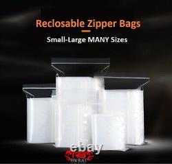 Clear 2mil Reclosable Zipper Poly Bags Self Seal Plastic Poly Bags MANY Sizes