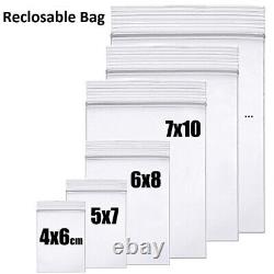 Clear 2mil Reclosable Zipper Poly Bags Self Seal Plastic Poly Bags MANY Sizes