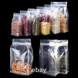 Clear Bag Stand Up Flat Bottom Zip Lock Pouch Reusable for Food Bag Heat Seal