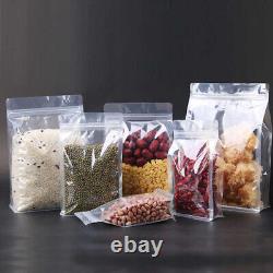 Clear Bag Stand Up Flat Bottom Zip Lock Pouch Reusable for Food Bag Heat Seal