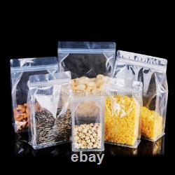 Clear Bag Stand Up Flat Bottom Zip Lock Pouch Reusable for Food Bag Heat Seal