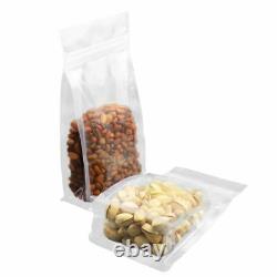 Clear Bag Stand Up Flat Bottom Zip Lock Pouch Reusable for Food Bag Heat Seal