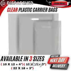 Clear Carrier Bags Plastic Handle Polythene Shopping Retail Trade Gift All Sizes