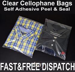 Clear Cellophane Cello Bags Display Garment Self Adhesive Peel Seal Plastic Opp