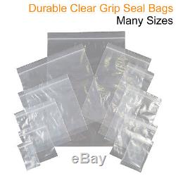 Clear Grip Seal Bags Plastic Resealable Poly Press Lock Packets Postage Packing