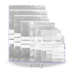 Clear Grip Seal Bags Write on Panel Poly Polythene Resealable Pouches All Sizes