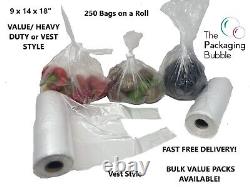 Clear HD Polythene Plastic Bags On a Roll 9x14 Fruit/Veg/Meat/Butcher/Sandwich