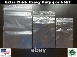 Clear HEAVY-DUTY 4-Mil & 6-Mil Reclosable Plastic Zipper Lock Zip Seal Top Bags