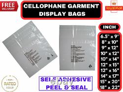 Clear Opp Bags, Cellophane Clear Cello Bags Ideal for Clothes & Display Purpose