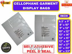 Clear Opp Bags, Cellophane Clear Cello Bags Ideal for Clothes & Display Purpose