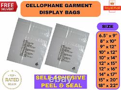 Clear Opp Bags, Cellophane Clear Cello Bags Ideal for Clothes & Display Purpose