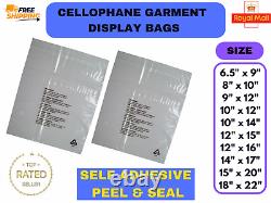 Clear Opp Bags, Cellophane Clear Cello Bags Ideal for Clothes & Display Purpose