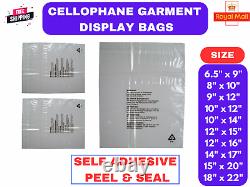 Clear Opp Bags, Cellophane Clear Cello Bags Ideal for Clothes & Display Purpose