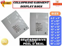 Clear Opp Bags, Cellophane Clear Cello Bags Ideal for Clothes & Display Purpose