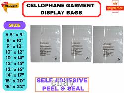 Clear Opp Bags, Cellophane Clear Cello Bags Ideal for Clothes & Display Purpose