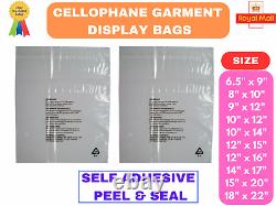 Clear Opp Bags, Cellophane Clear Cello Bags Ideal for Clothes & Display Purpose