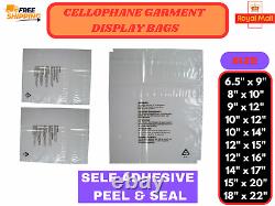 Clear Opp Bags, Cellophane Clear Cello Bags Ideal for Clothes & Display Purpose