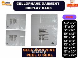 Clear Opp Bags, Cellophane Clear Cello Bags Ideal for Clothes & Display Purpose