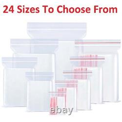 Clear PE Bags Plastic Grip Self Seal Resealable Food Grade Storage Bags All Size