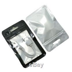 Clear Pearl White Black Plastic Bag Zip Lock Hang Hole Reclosable Food Pouches