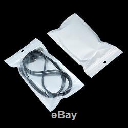 Clear Pearl White Plastic Packaging Bag Zip Lock Hang Hole Reclosable Pouches