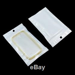 Clear Pearl White Plastic Packaging Bag Zip Lock Hang Hole Reclosable Pouches